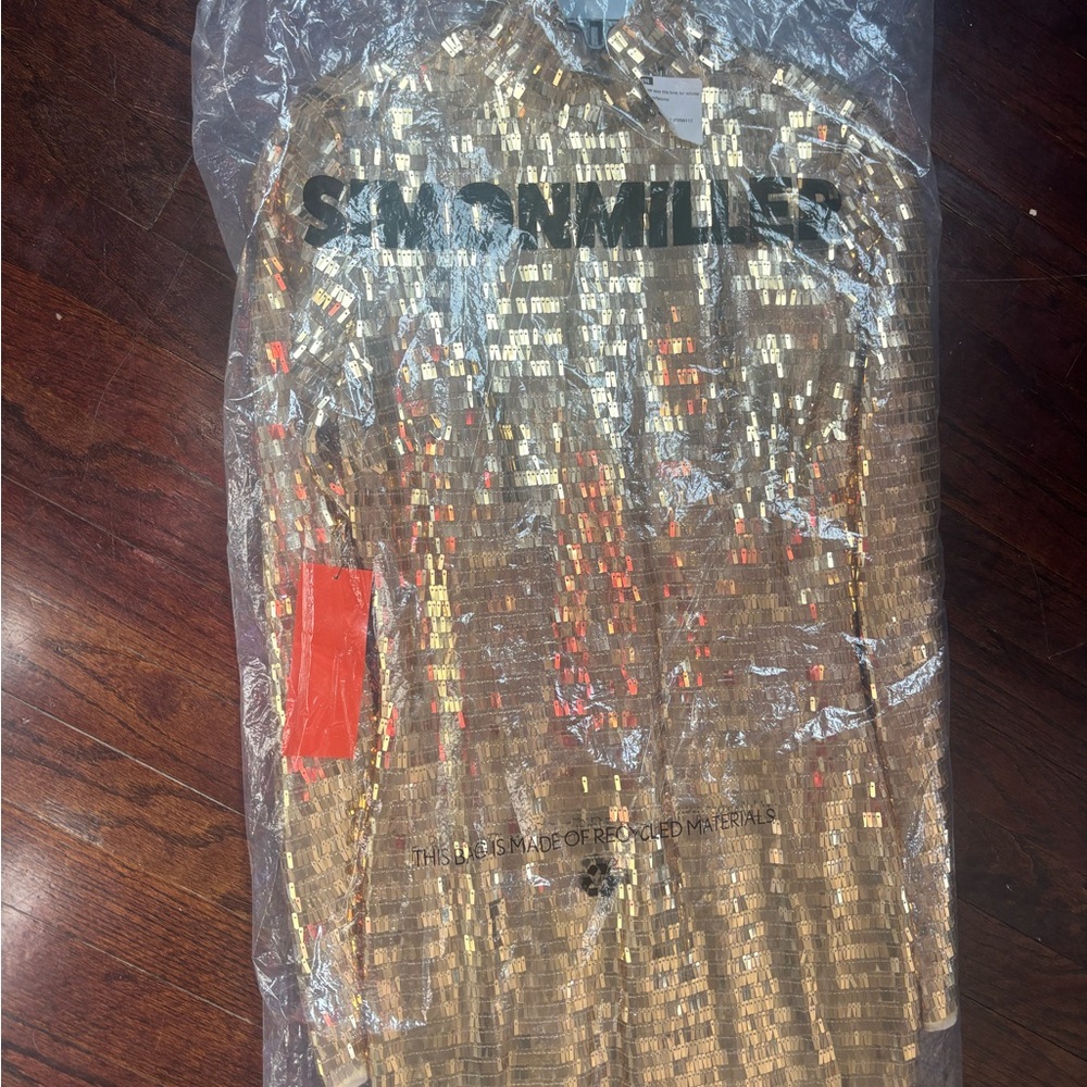 Simon Miller Gold Sequin Long Sleeve Gown dress BNWT - Picture 4 of 6